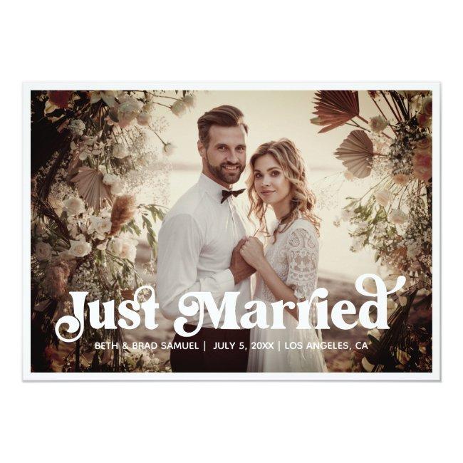 Boho Retro Just Married Photo Announcement