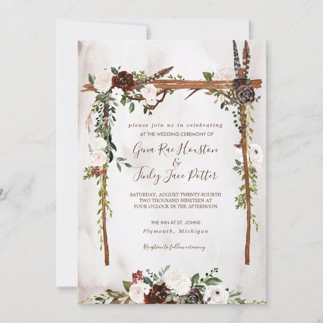 Boho Rustic Wood & Floral Arch Canopy Wedding