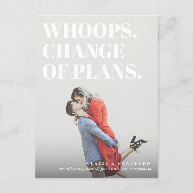 Bold And Cheeky Typographic Wedding Postponed Announcement Post