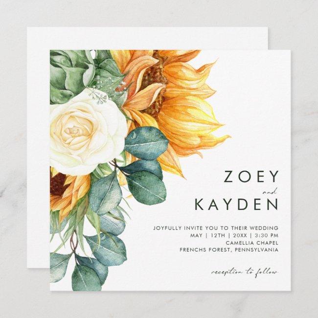 Bold Country Sunflower | Square Wedding