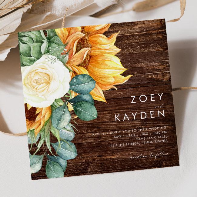 Bold Country Sunflower | Wood Square Wedding