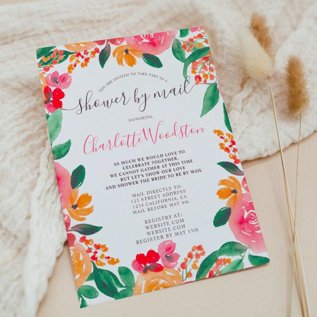 Bold Fall Pink Orange Floral Baby Shower By Mail