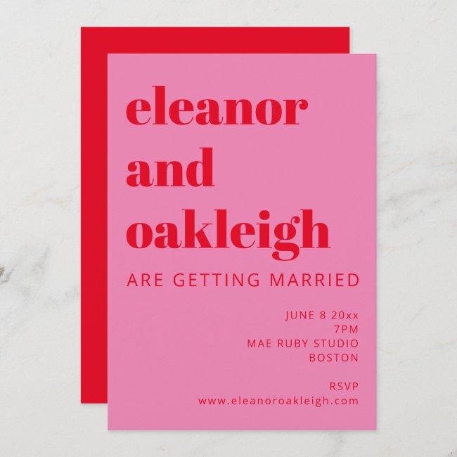 Bold Typography Bright Pink And Red Modern Wedding