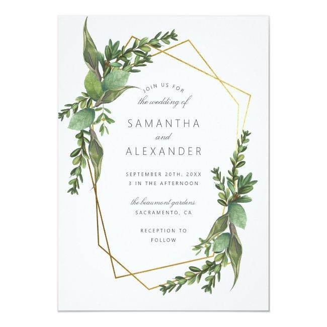 Botanical Greenery & Gold Geometric Wedding  Post
