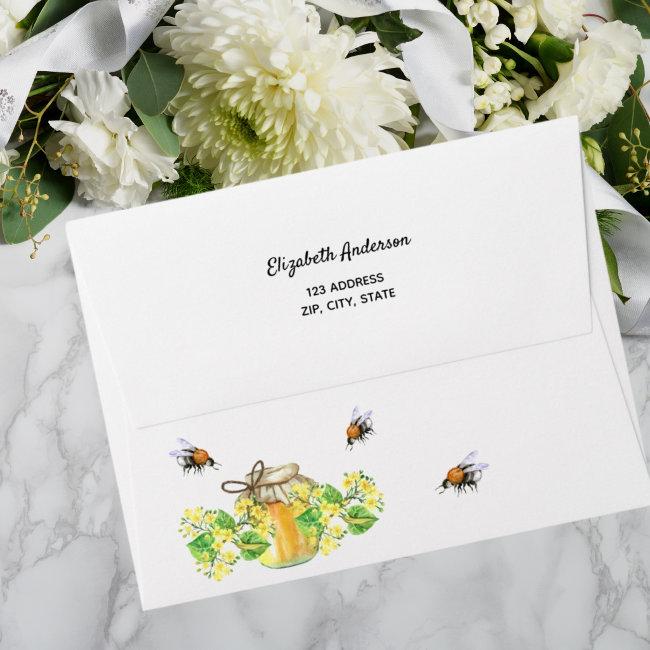 Baby Shower Bumble Bees Honey Return Address Envelope