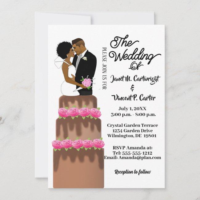 Bride & Groom Wedding Cake Topper African American