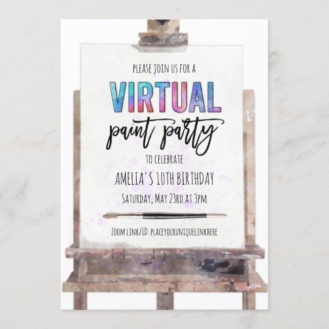 Bright Colorful Easel Virtual Paint Party Birthday