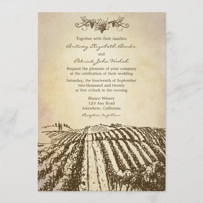 Brown Tuscan Winery Vineyard Wedding