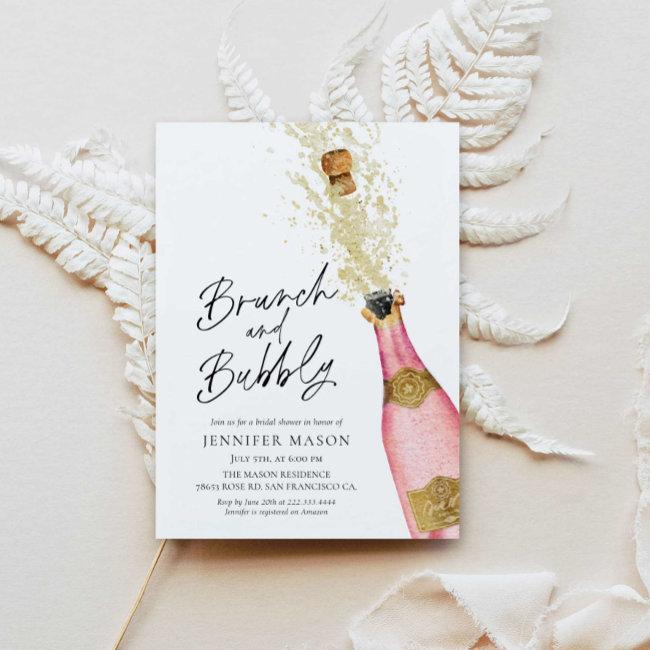 Brunch And Bubbly Champagne Baby Shower Invitati