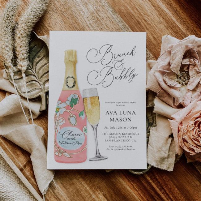 Brunch And Bubbly Champagne Baby Shower Invitati