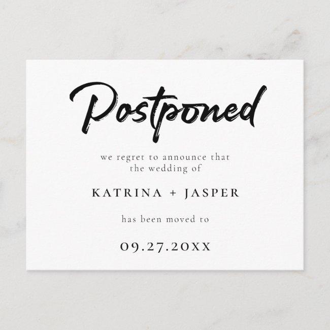 Brushed Script Postponed Wedding Announcement Post