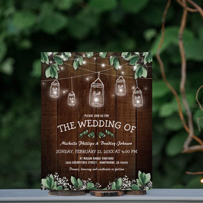 Budget Rustic Jar Greenery Wedding