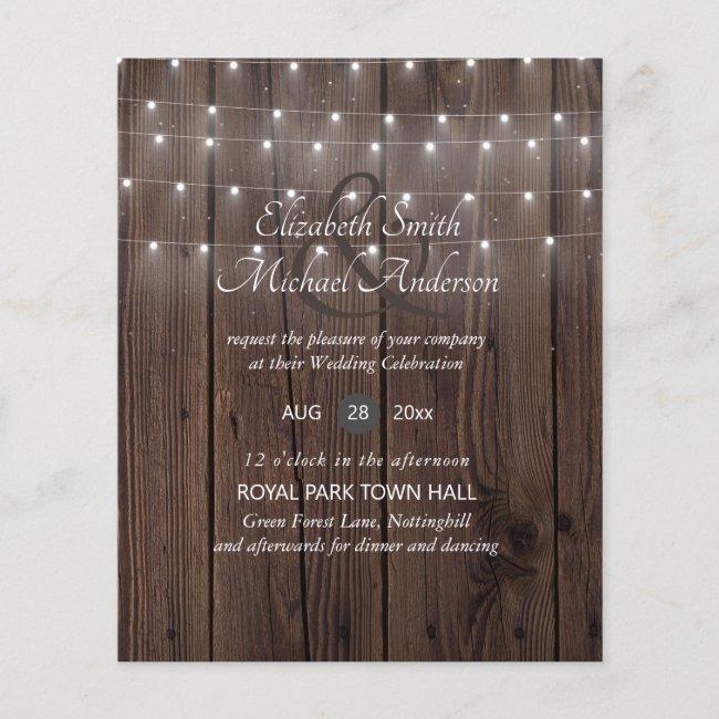Budget Rustic Woodland Lights Wedding Invites