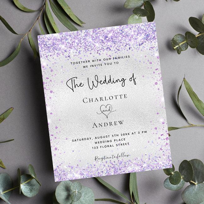 Budget Silver Purple Glitter Wedding