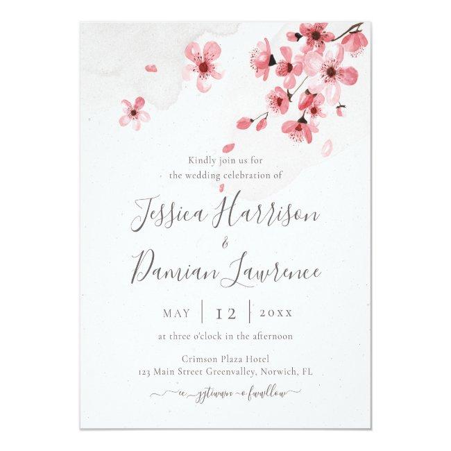 Budget Watercolor Floral Cherry Blossom Wedding