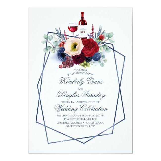 Burgundy Red And Navy Blue Floral Winery Wedding