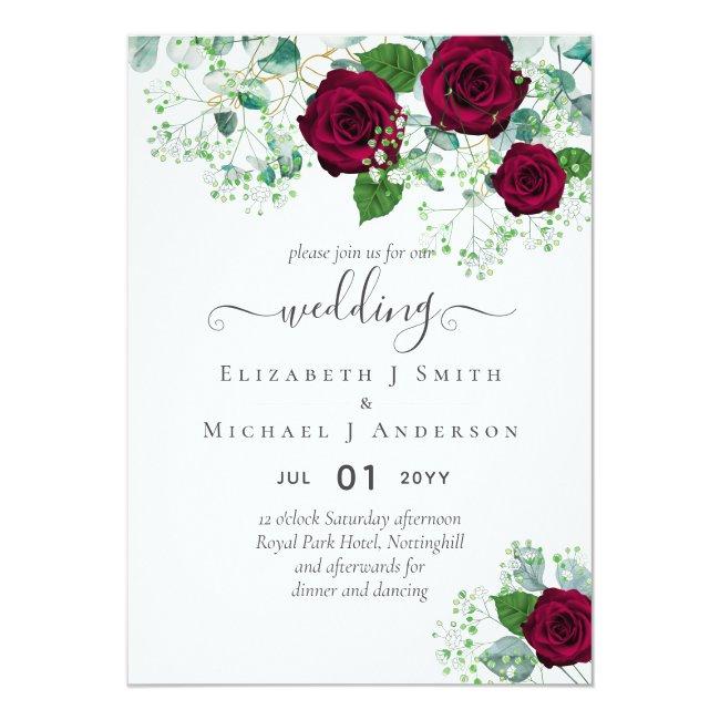 Burgundy Rose Eucalyptus Wedding