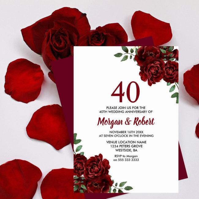 Burgundy Ruby Red Rose 40th Wedding Anniversary
