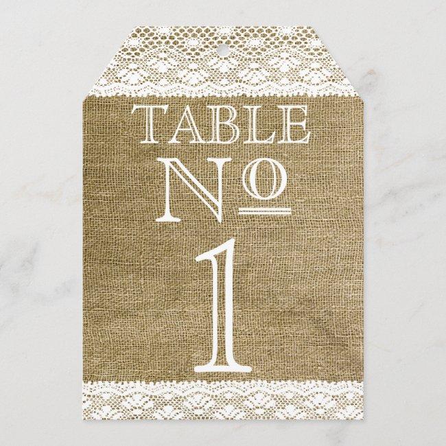 Burlap And Lace Look Typography Table Numbers