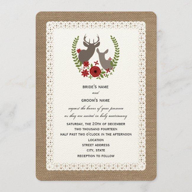 Burlap + Lace Inspired Christmas Wedding Deer