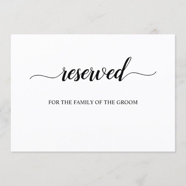 Calligraphy Reserved Wedding Seating Sign