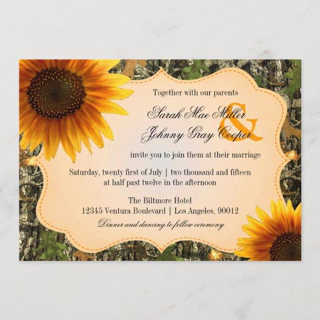 Camo And Orange Sunflower Wedding