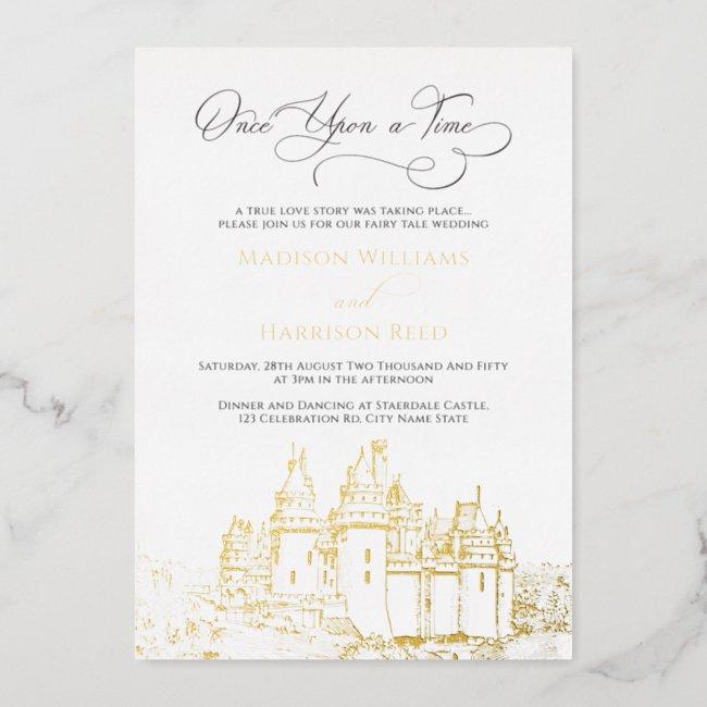 Castle Once Upon A Time Fairy Tale Wedding Gold Foil