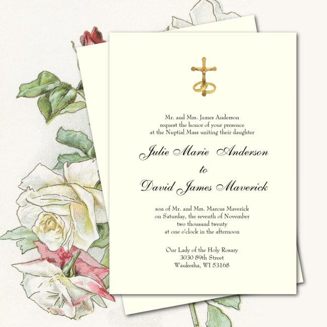 Catholic Classic Elegant Religious Wedding Invitat