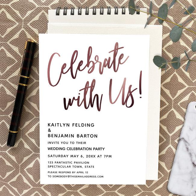 Celebrate With Us! Simple Handwriting W/ Rose Gold