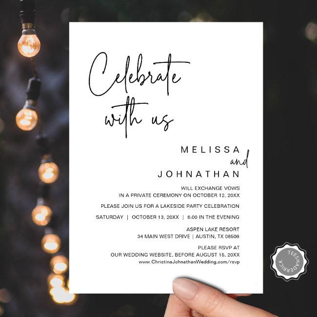 Celebrate With Us, Wedding Elopement Party Invitat