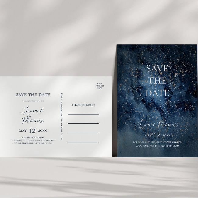 Celestial Night Sky | Gold Save The Date Post