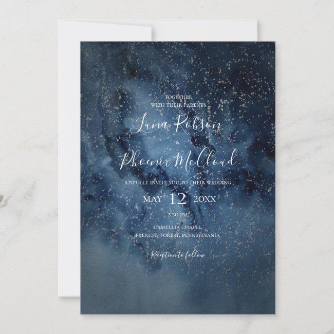 Celestial Night Sky | Silver Casual Wedding