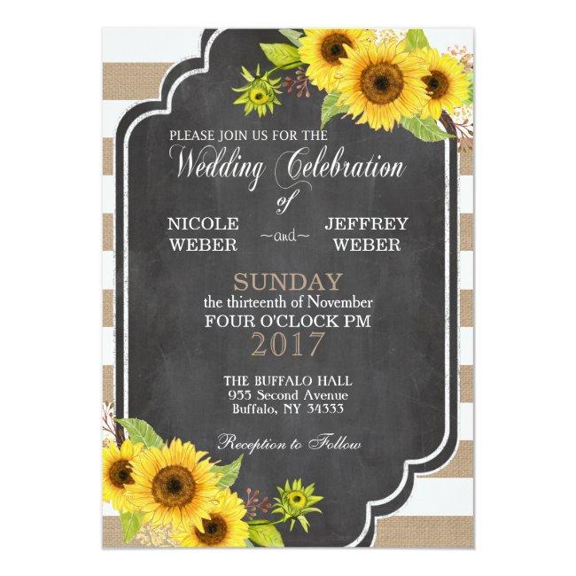 Chalk Burlap Floral Wedding Sunflower