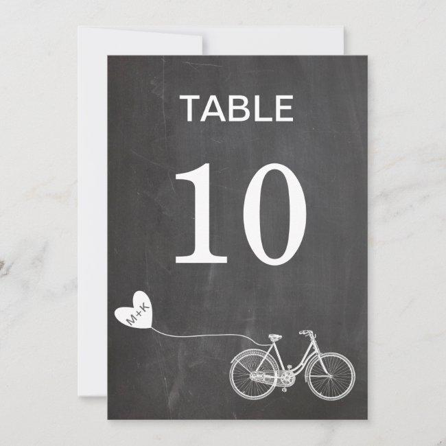 Chalkboard Romantic Bike Initials Table Number