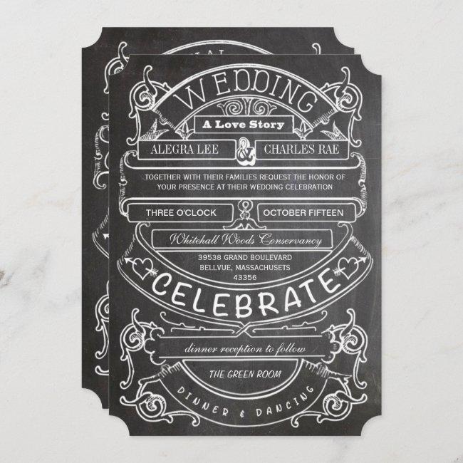 Chalkboard Vintage Modern Typography Wedding