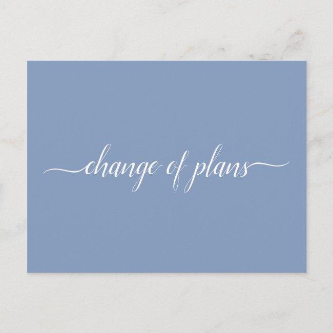 Change Of Plans Wedding Cancelled Postponed Blue Announcement Post