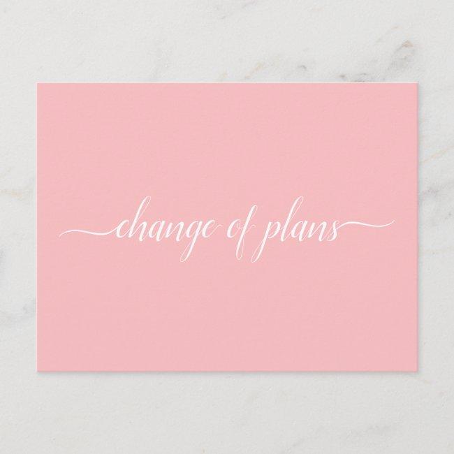 Change Of Plans Wedding Cancelled Postponed Pink Announcement Post