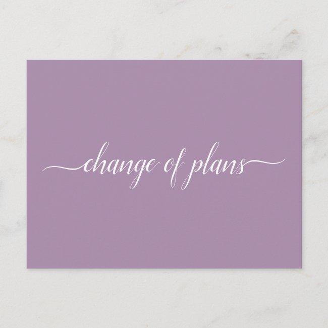 Change Of Plans Wedding Cancelled Postponed Purple Announcement Post