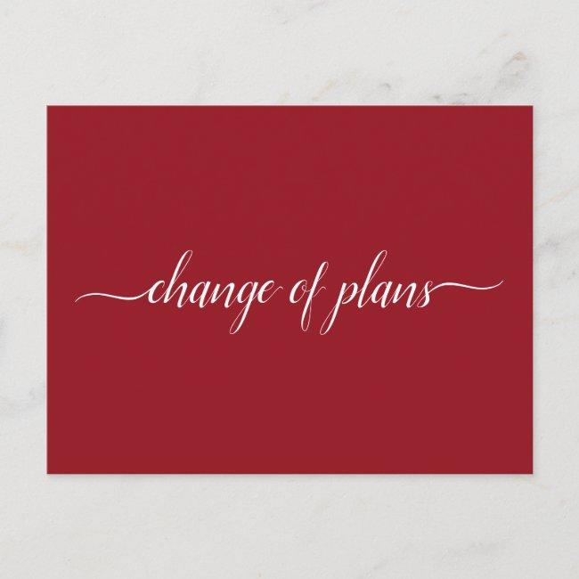 Change Of Plans Wedding Cancelled Postponed Red Announcement Post
