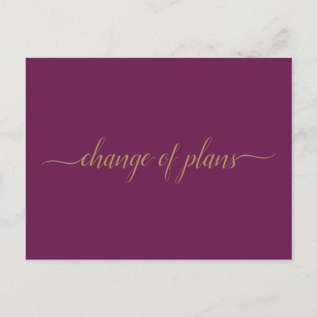 Change Of Plans Wedding Postponed Gold & Cassis Announcement Post