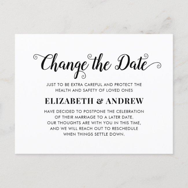 Change The Date Minimalist Modern Calligraphy Announcement Post