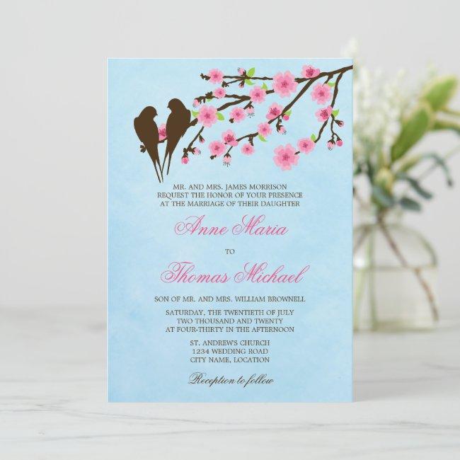 Cherry Blossoms And Love Birds Wedding