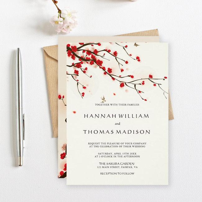 Cherry Blossoms Watercolor Wedding