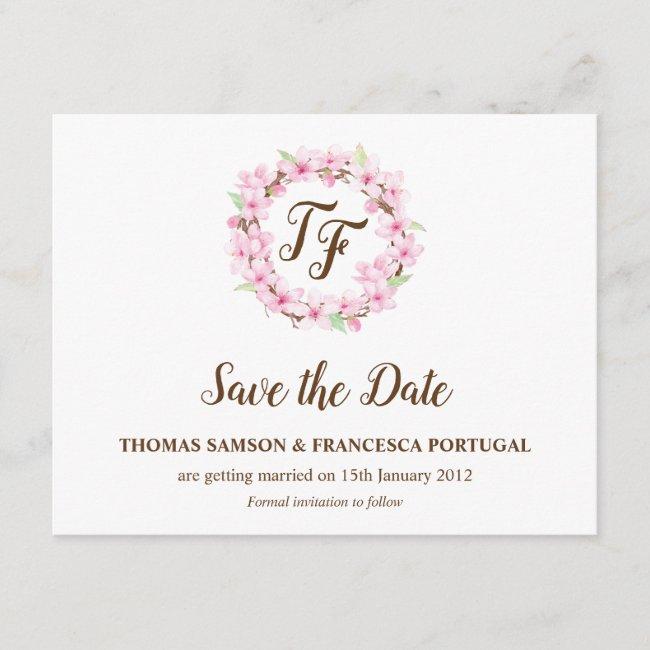 Cherry Blossoms Watercolor Wedding Save The Date
