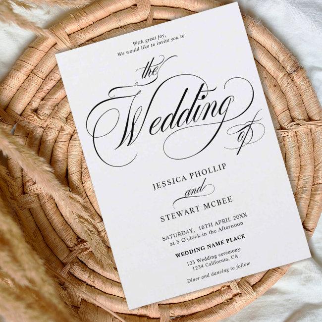 Chic Black White All In One Calligraphy Wedding