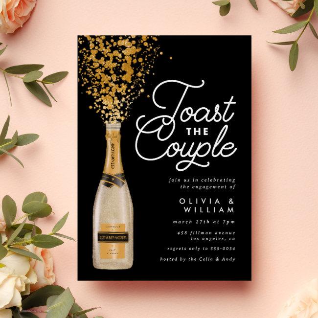 Chic Elegant Champagne Toast Gold Engagement Party
