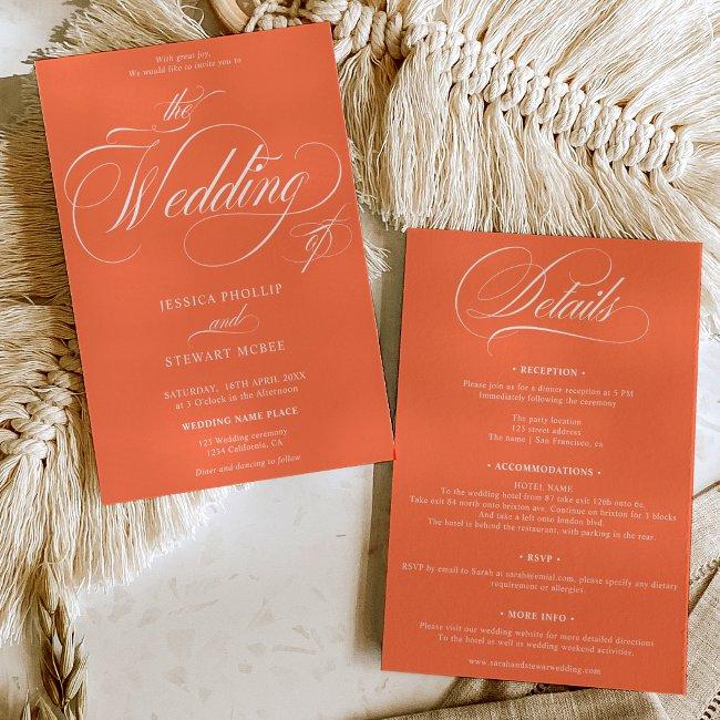 Chic Orange All In One Calligraphy Wedding