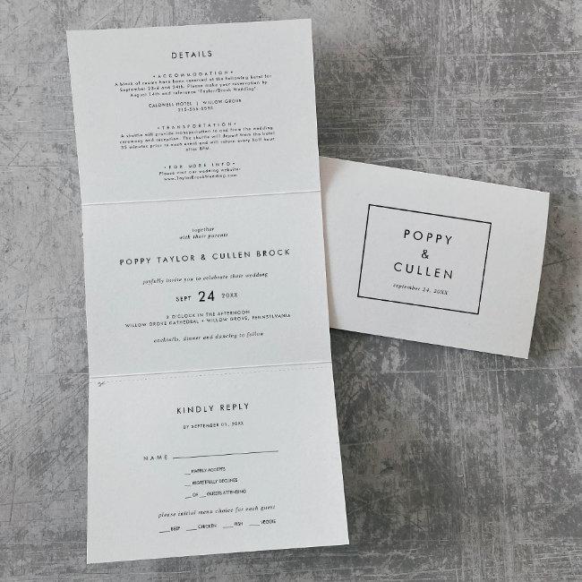 Chic Typography Photo Wedding All In One Tri-fold