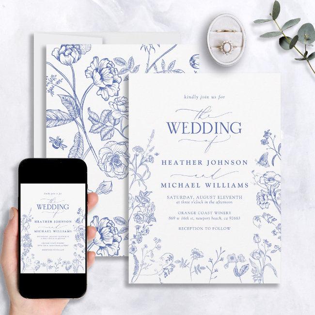 Chinoiserie French Blue Victorian Floral Wedding