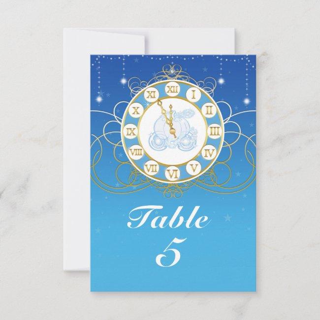 Cinderella Almost Midnight Blue Table Number Card